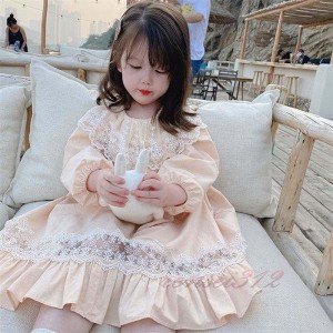 ワンピース キッズ 子供服 女の子 春秋服 長袖 レースワンピース 子供ドレス 子ども服 ベビー服 キッズワンピース 女児