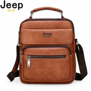 Jeep buluo メンズ レザー メッセンジャーバッグ 大型 iPad クロスオーバー ショルダーバッグ カジュアルスタイル ブランド