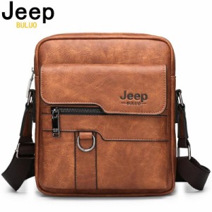 Jeep 牛革 レザー ショルダーバッグ 男性用 クロスオーバーバッグ iPad ビジネス メッセンジャー