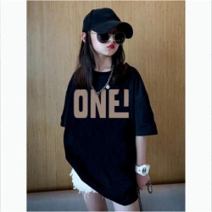 ロングＴシャツ キッズ KIDS 子供服 半袖Tシャツ 女の子 トップス カットソー 春秋 ゆったり 女児 ガールズ 110-170 韓国こども服 ジュニ