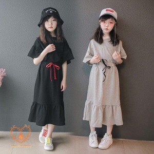 子供服 セットアップ キッズ 女の子 春夏 親子ペア 2点セット 上下セット Tシャツ スカート ロング丈 薄手 おしゃれ カジュアル 涼しい 