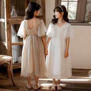 子供ドレス ワンピース フォーマル 子供 チュールワンピース キッズ 女の子 ジュニア 子供服 レースワンピース ロングワンピース フレア