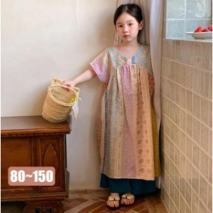 【】サンワンピース  キッズ  ワンピ  可愛い  子供服   ワンピース 【 ベビー  キッズ ジュニア ガールズ 学生 女の子 ワンピ 】ボヘミ