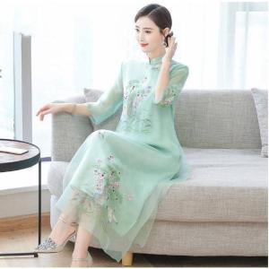 チャイナドレス ロング チャイナドレス風ワンピース アオザイ レース