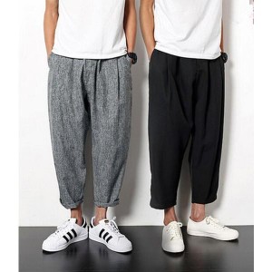 メンズ クロップドパンツ ハーレムパンツ サルエルパンツ 大きいサイズ 涼しい ウエストゴム おしゃれM-5XL夏