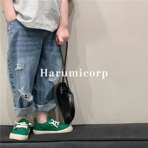 デニムパンツ キッズ 子供服 女の子 ロングパンツ 春秋 ジーンズ 長ズボン 韓国子供服 ガウチョパンツ ベビー服 ボトムス おしゃ