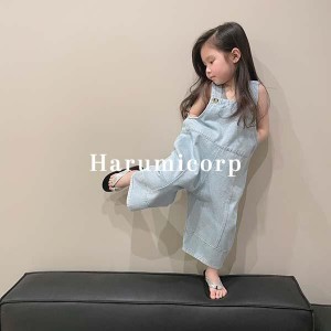 デニムパンツ キッズ 子供服 女の子 ロングパンツ 春 秋 ジーンズ 長ズボン サロペット おしゃれ 可愛い 韓国子ども服 ベビー服