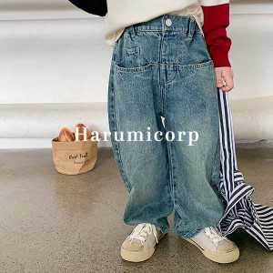 デニムパンツ キッズ 子供服 男の子 女の子 ロングパンツ ジュニア ベビー服 春秋 長ズボン ガウチョパンツ おしゃれ 可愛い ボ