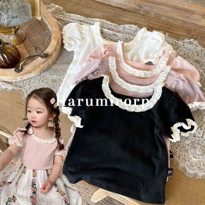 Tシャツ 半袖 キッズ ベビー 子供服 女の子 ベビー服 トップス 綿 tシャツ カットソー 白 半T 子ども服 夏服 おしゃれ 可