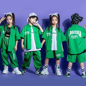 韓国子供服 キッズダンス衣装 ステージ衣装 セットアップ ヒップホップ 半袖 長袖 シャツ パンツ ダンスウェア 練習着 応援団 体操服