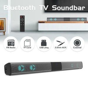 TVサウンドバーBluetooth5.0 PCサポート用リモコン付き3DステレオサラウンドサウンドバースピーカーTFカードUディスク7色RG