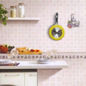 かわいい壁掛け時計8インチフライパンアートウォッチ寝室キッチンの装飾ギフト黄色