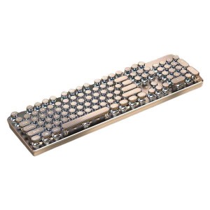 メカニカルキーボード ゲーミングキーボード 明るさ調整可能 タイプライタースタイル 有線レトロコンピュータキーボード ゲームやオフィ