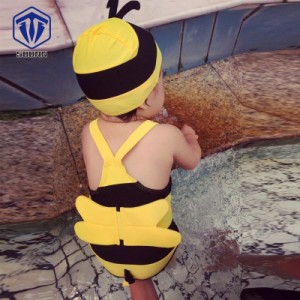 子供 水着 女の子 男の子 ワンピース ミツバチ ベビー水着 帽子 キャップ 蜜蜂 プール 海 マリンレジャー 赤ちゃん 幼児 女児 出産祝い 