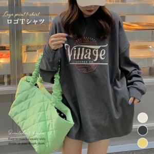 ロゴTシャツ レディース 長袖 韓国