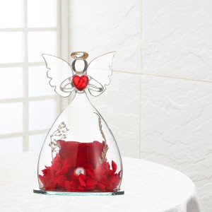 クリスマス母の日赤の女性への贈り物のためのガラスカバーのプリザーブドフラワー