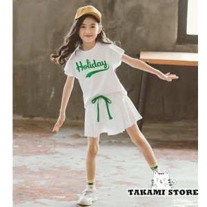 子供服 セットアップ 　2点セット　スポーツ　テニス服　半袖　ジュニアキッズ 女の子 Tシャツ　スカート　