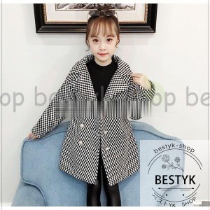 子供服 女の子 ダッフルコート ロング 韓国子供服 フード付きコート チェック柄 裏ボア 子供服 キッズ 女児 ジャケット 冬服 学生