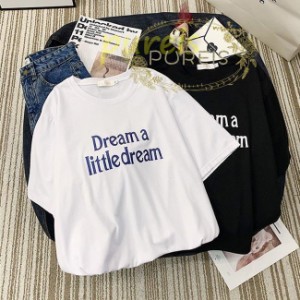 プリントT 半袖 レディース Tシャツ ゆったり サマーTシャツ ビッグ カットソー 夏 女性 夏Tシャツ 丸首 半袖Tシャツ 大きいサイズ