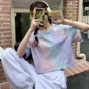 半袖 レディース Tシャツ ショート丈 ゆったり サマーTシャツ カットソー 夏 女性 クルーネック 夏Tシャツ 半袖Tシャツ へそ出し 肌見せ