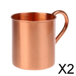 2x350ml 100％純銅飲料用コールドビールバーマグコーヒーティーカップハンドル付き