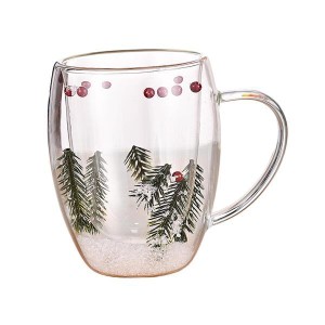 クリスマスガラスコーヒーマグ水カップ 350 ミリリットルホットまたはコールドドリンク茶装飾エスプレッソカップコーヒーミルクマグ誕生