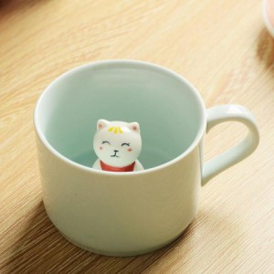 マグカップコーヒーティーミルク3D漫画マグカップ子猫の中のセラミックカップかわいい動物