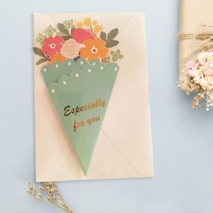 花束グリーティング カード新年バレンタインの婚約の 3D グリーティング カード緑