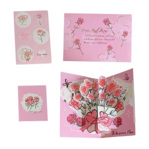 バレンタインデー 3D カード バレンタインデーの婚約記念カード 彼女のピンク