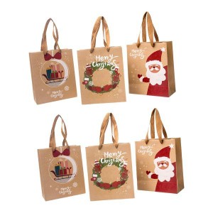 クラフトクリスマスギフトバッグ 3点 ホリデークリスマス用グッディトリートバッグ 3つのコレクション