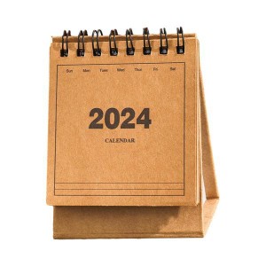 2024 カレンダー自立ポータブル小型デスクカレンダーオフィスホームデスク牛革