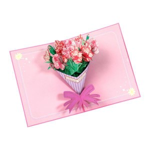 母の日カード 3D グリーティングカード 装飾 ギフトカード カーネーション ブーケ ポップアップカード 母親用 記念日 感謝祭 バレンタイ