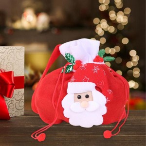 クリスマス ギフト バッグ レッド ストレージ ギフト袋 便利なキャリー ハンドル付き トリート ポーチ サンタ クロース