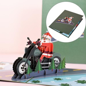 サンタクロース乗馬Motrobike3Dクリスマスカード封筒クリスマス最高の願いグリーティングカード招待状子供のための家族の友人の贈り物