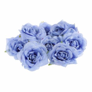 ノーブランド品 バラ 造花 ローズ 花びら 花ヘッド 結婚式 装飾 DIY アクセサリー 素材 10個 全8色 - 青
