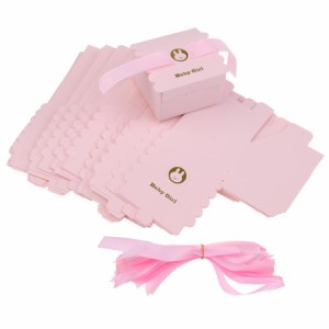 50枚の紙かわいい女の赤ちゃんウサギのキャンディボックスベビーシャワーパーティーの好意ピンク