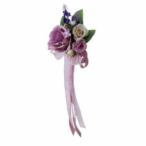 フラワー バラの花 造花 シルクブーケ リボン 結婚式 プロポーズ 車の装飾 カーフラワー ロマンチック 全4タイプ選べる - ピンク
