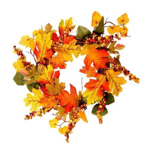 造花の正面玄関の壁の花輪ガーランドカエデの葉wreath_40cm