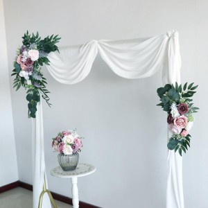 結婚式のドアの家のための2x人工花アーチ装飾ピンクシルクフラワー
