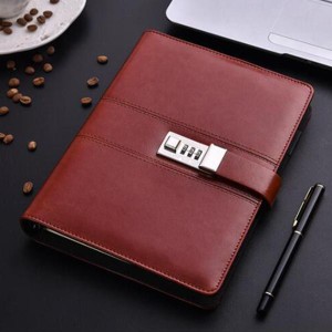 PUジャーナルノートブックパッド、ロック戦略Deily Record Diary Stationery Brown