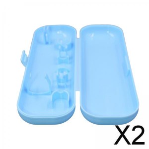 2x歯ブラシトラベルケース保護カバーコンパクトポータブルホルダーバスルーム用ブルー