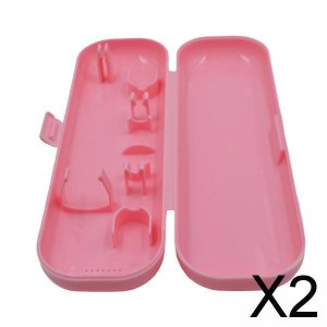 2x歯ブラシ トラベルケース 保護カバー コンパクト ポータブル ホルダー バスルーム用 ピンク