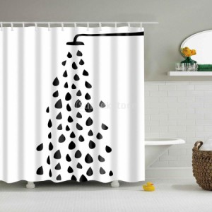 フック付き シャワーカーテン 防水布 バスルーム インテリア 取り付け簡単 全16タイプ - 水滴