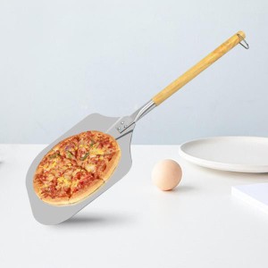 パンペストリーピザヘラ用ステンレス鋼ピザピール木製ハンドル
