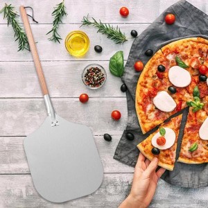 キッチンに便利な木製ハンドル付きアルミ製ピザパドル Style C
