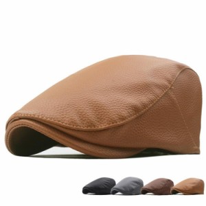 帽子 メンズ PUレザー ハンチング帽 秋冬 防寒 ハンチング サイズ調整可 大人カジュアル 40代 50代 60代