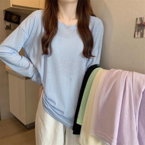 カットソー レディース トップス ゆるTシャツ 長袖 秋春夏 インナー 重ね着 レイヤード 薄手 女性用 ロングtシャツ シンプル