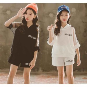 女の子ジャージ セットアップ キッズ半袖 Tシャツ ショットパンツ 2点セット 薄手 スウェット 可愛い 子ども スポーツウェア 夏