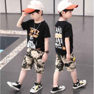 子供ジャージ 男の子 上下セット スウェット2点セット 半袖Tシャツパンツ 迷彩柄 五分丈 キッズ 子供服 夏