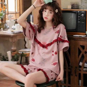 パジャマ レディース 半袖 上下セット 夏用 Tシャツ 短パン 夏服 かわいい 寝間着 ルームウェア 部屋着 ワンマイルウェア